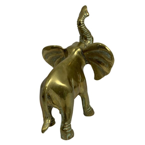 Solid Brass Elephant Figurine Lucky Trunk Up By Leonard Silver Mfg Co. Korea - Picture 7 of 9